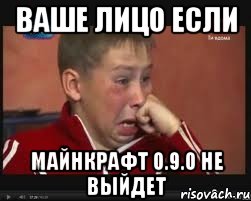 Ваше лицо если Майнкрафт 0.9.0 не выйдет, Мем  Сашок Фокин