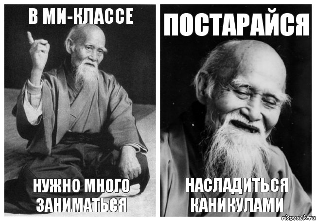 в ми-классе нужно много заниматься постарайся насладиться каникулами, Комикс Мудрец-монах (4 зоны)