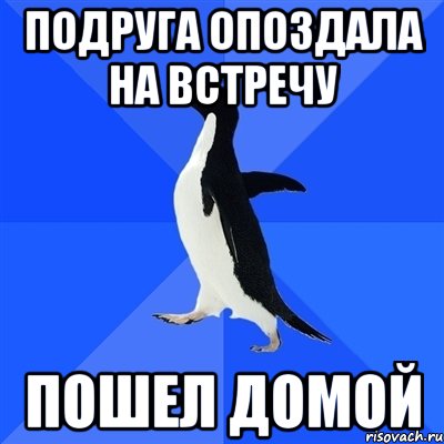 Подруга опоздала на встречу Пошел домой, Мем  Социально-неуклюжий пингвин