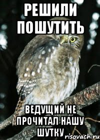 решили пошутить ведущий не прочитал нашу шутку