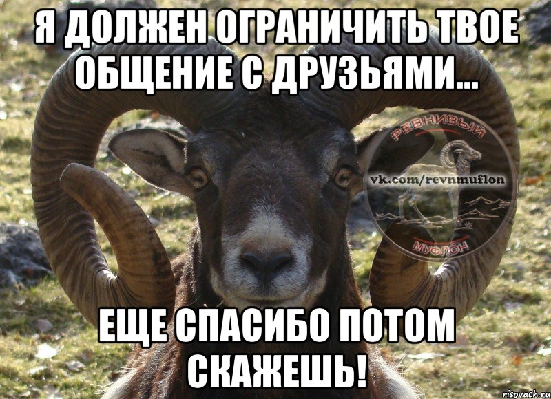 я должен ограничить твое общение с друзьями... еще спасибо потом скажешь!