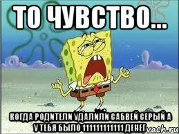 То чувство... Когда родители удалили сабвей серый а у тебя было 111111111111 денег, Мем Спанч Боб плачет