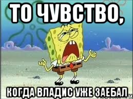 То чувство, когда владис уже заебал, Мем Спанч Боб плачет