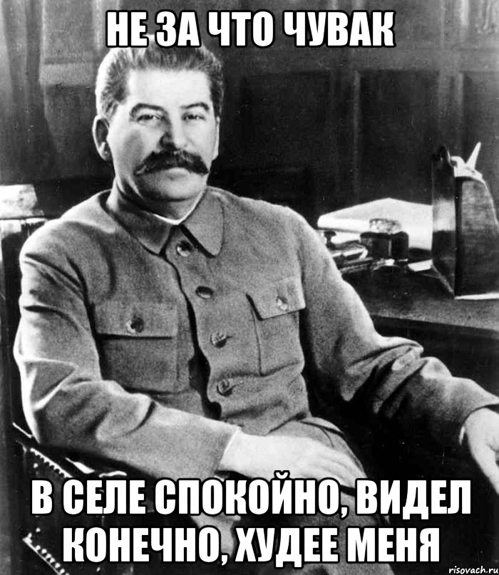 Не за что чувак В селе спокойно, видел конечно, худее меня, Мем  иосиф сталин