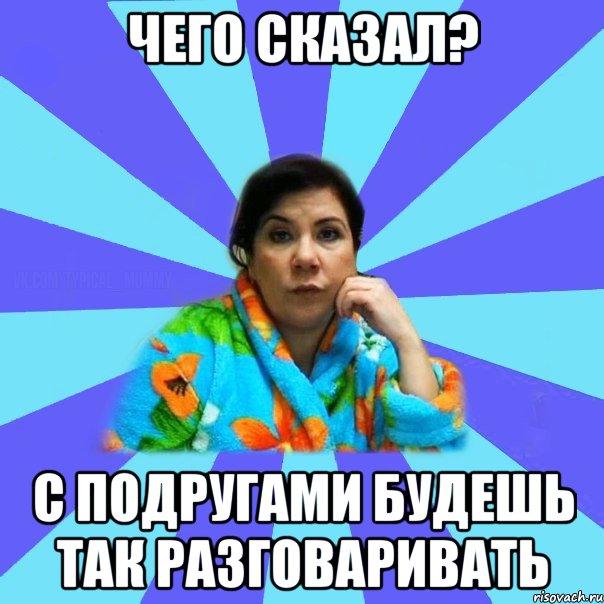 Чего сказал? С подругами будешь так разговаривать, Мем типичная мама