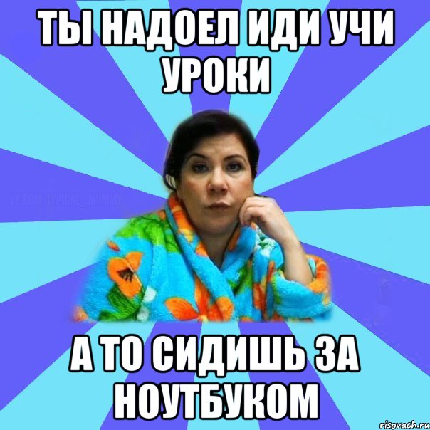 Ты надоел иди учи уроки а то сидишь за ноутбуком, Мем типичная мама