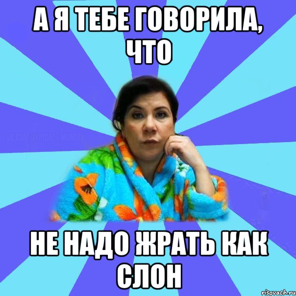 А я тебе говорила, что не надо жрать как слон, Мем типичная мама