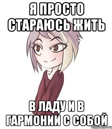 Я просто стараюсь жить в ладу и в гармонии с собой