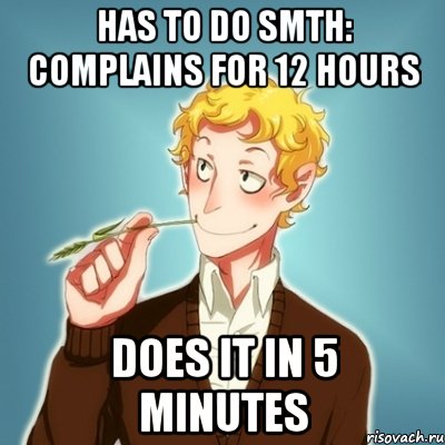 has to do smth: complains for 12 hours does it in 5 minutes, Мем Типичный Есенин