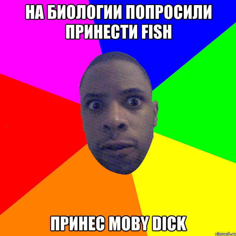 На биологии попросили принести fish Принес moby dick