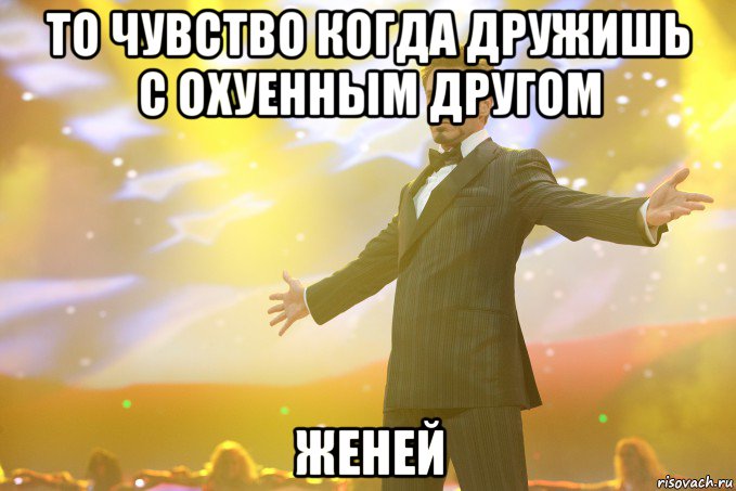 ТО чувство когда дружишь с охуенным другом Женей, Мем Тони Старк (Роберт Дауни младший)