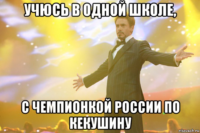Учюсь в одной школе, с чемпионкой России по Кекушину, Мем Тони Старк (Роберт Дауни младший)