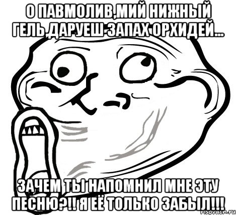 О павмолив,мий нижный гель,даруеш запах орхидей... Зачем ты напомнил мне эту песню?!! Я её только забыл!!!, Мем  Trollface LOL