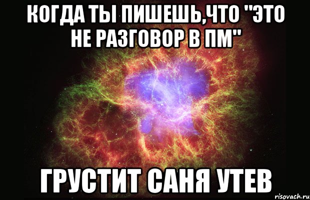 когда ты пишешь,что "это не разговор в пм" грустит Саня Утев, Мем Туманность