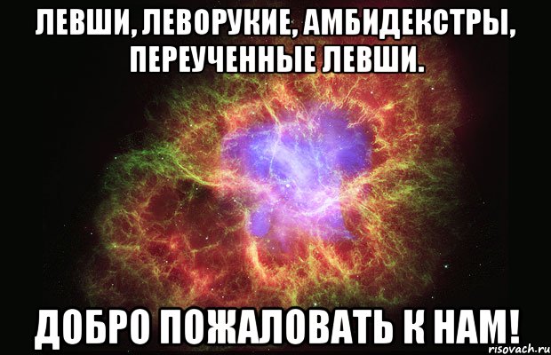 Левши, Леворукие, Амбидекстры, Переученные Левши. Добро Пожаловать к Нам!, Мем Туманность