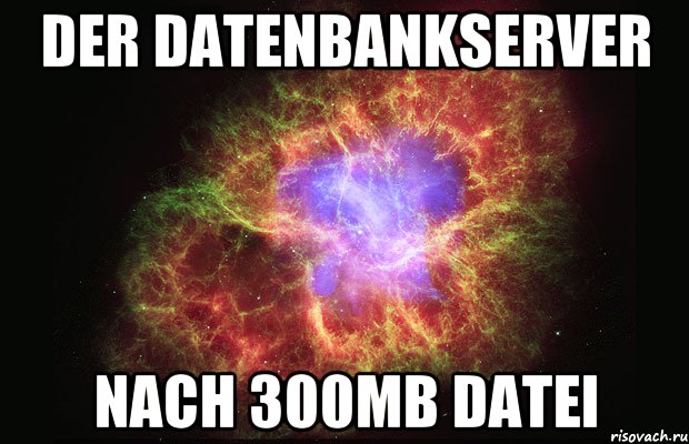 Der Datenbankserver nach 300MB Datei, Мем Туманность