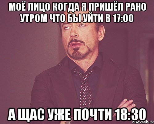 моё лицо когда я пришёл рано утром что бы уйти в 17:00 а щас уже почти 18:30, Мем твое выражение лица