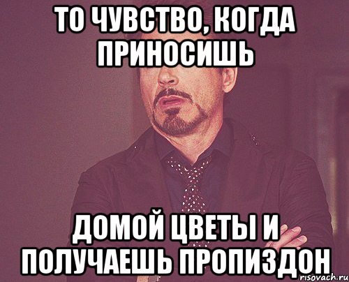 то чувство, когда приносишь домой цветы и получаешь пропиздон, Мем твое выражение лица