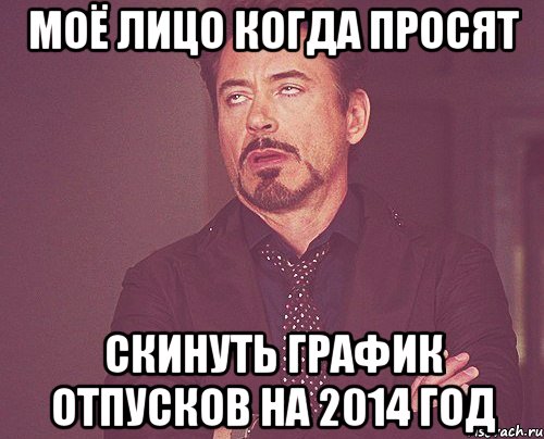 МОЁ ЛИЦО КОГДА ПРОСЯТ СКИНУТЬ ГРАФИК ОТПУСКОВ НА 2014 ГОД, Мем твое выражение лица