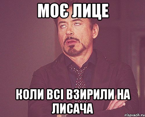 МОЄ ЛИЦЕ КОЛИ ВСІ ВЗИРИЛИ НА ЛИСАЧА, Мем твое выражение лица