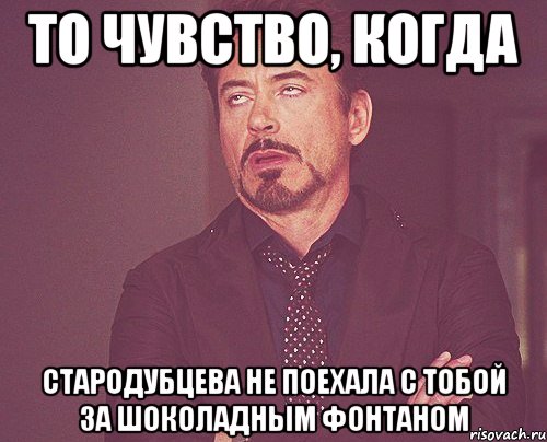 То чувство, когда Стародубцева не поехала с тобой за шоколадным фонтаном, Мем твое выражение лица