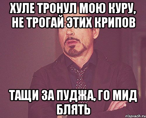 Хуле тронул мою куру, не трогай этих крипов Тащи за пуджа, го мид блять, Мем твое выражение лица