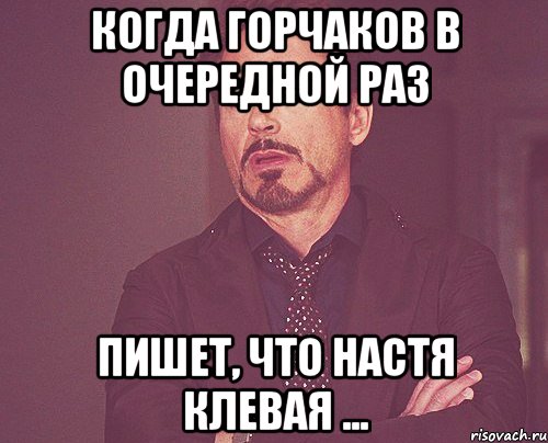 Когда Горчаков в очередной раз пишет, что Настя клевая ..., Мем твое выражение лица