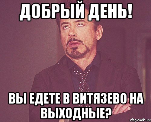 Добрый день! Вы едете в Витязево на выходные?, Мем твое выражение лица