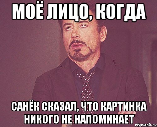 моё лицо, когда санёк сказал, что картинка никого не напоминает, Мем твое выражение лица