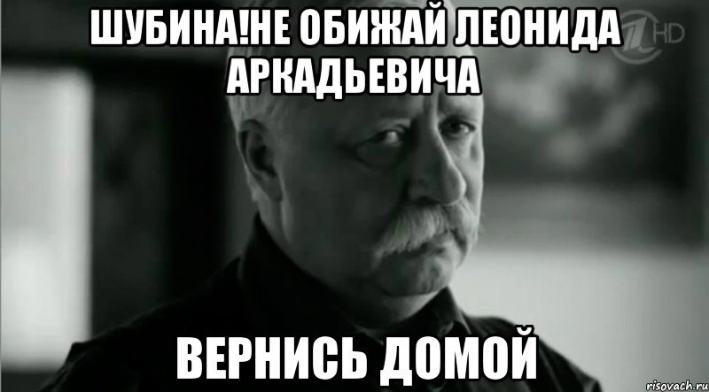 Шубина!Не обижай Леонида Аркадьевича Вернись домой