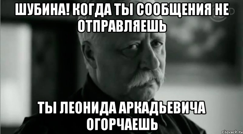Шубина! Когда ты сообщения не отправляешь Ты Леонида Аркадьевича огорчаешь, Мем Не расстраивай Леонида Аркадьевича
