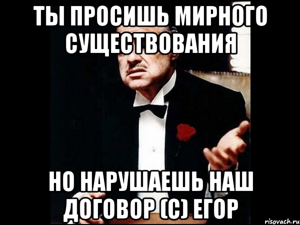 Ты просишь мирного существования Но нарушаешь наш договор (с) Егор, Мем ты делаешь это без уважения