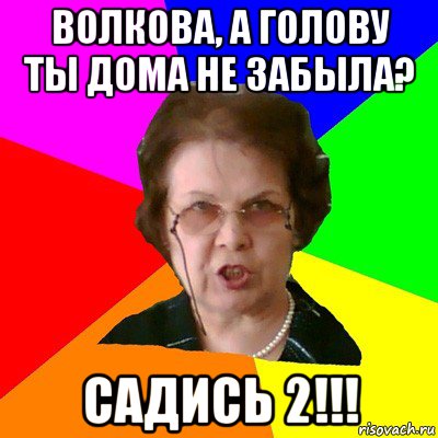 Волкова, а голову ты дома не забыла? Садись 2!!!, Мем Типичная училка