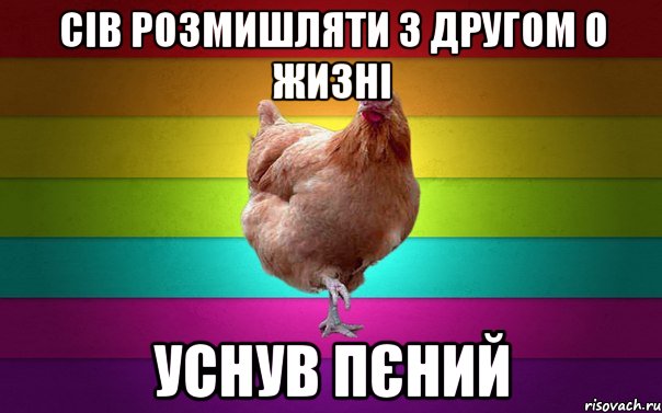 Сів розмишляти з другом о жизні уснув пєний