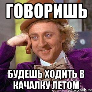 Говоришь Будешь ходить в качалку летом, Мем Ну давай расскажи (Вилли Вонка)