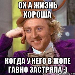 ох а жизнь хороша когда у него в жопе гавно застряла :)