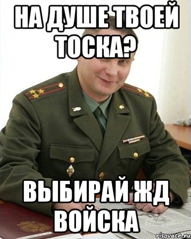 На душе твоей тоска? Выбирай ЖД войска, Мем Военком (полковник)