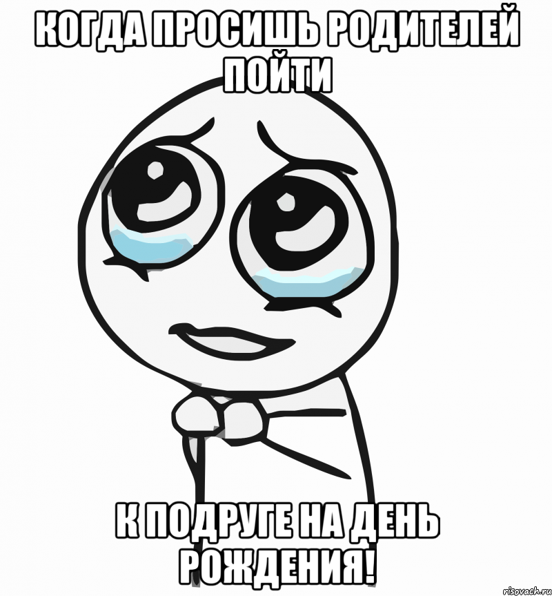 Когда просишь родителей пойти к подруге на день рождения!, Мем  ну пожалуйста (please)