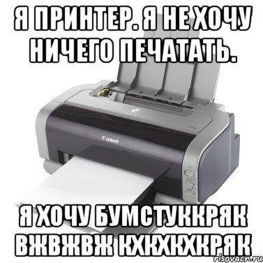 Я принтер. Я не хочу ничего печатать. Я хочу бумстуккряк вжвжвж кхкхкхкряк