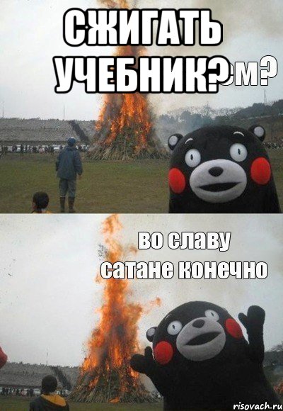 сжигать учебник? , Мем Зачем Во славу сатане конечно