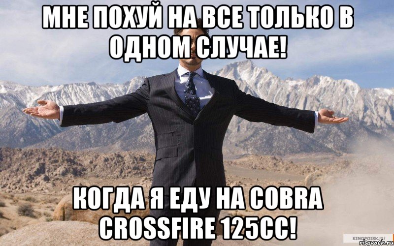 Мне похуй на все только в одном случае! Когда я еду на Cobra Crossfire 125cc!, Мем железный человек