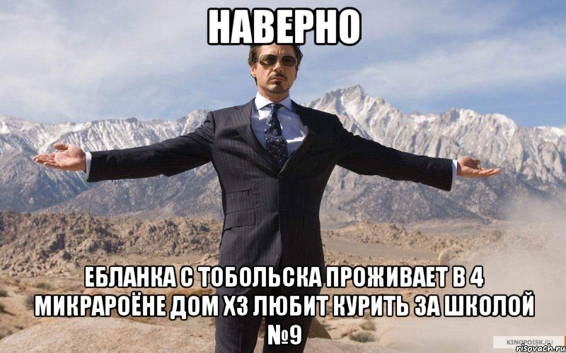 наверно ебланка с тобольска проживает в 4 микрароёне дом хз любит курить за школой №9, Мем железный человек