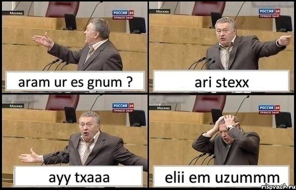 aram ur es gnum ? ari stexx ayy txaaa elii em uzummm, Комикс Жирик в шоке хватается за голову