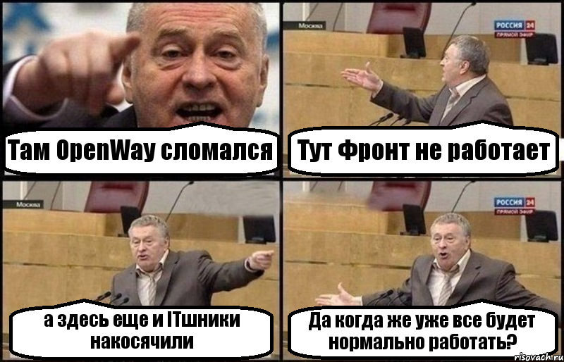 Там OpenWay сломался Тут Фронт не работает а здесь еще и ITшники накосячили Да когда же уже все будет нормально работать?, Комикс Жириновский