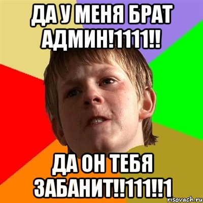 Да у меня брат админ!1111!! Да он тебя забанит!!111!!1