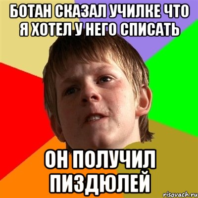 Ботан сказал училке что я хотел у него списать Он получил пиздюлей