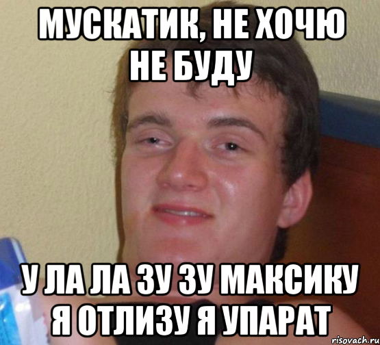 Мускатик, не хочю не буду у ла ла зу зу максику я отлизу я упарат, Мем 10 guy (Stoner Stanley really high guy укуренный парень)