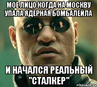 Мое лицо когда на Москву упала ядерная бомбалейла И начался реальный "Сталкер"