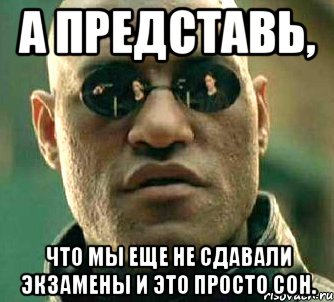 А представь, что мы еще не сдавали экзамены и это просто сон., Мем  а что если я скажу тебе