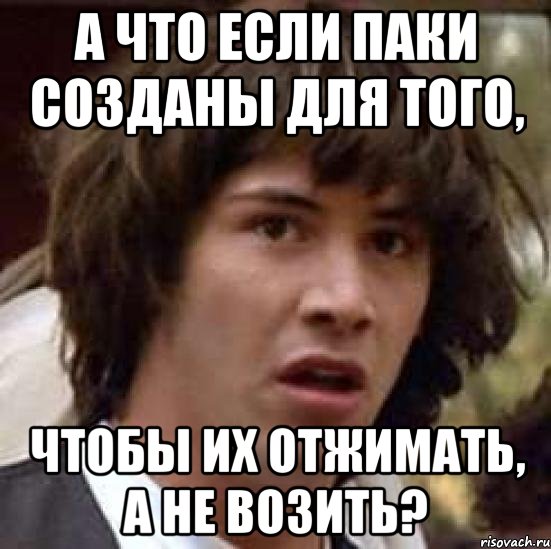 А что если паки созданы для того, чтобы их отжимать, а не возить?, Мем А что если (Киану Ривз)